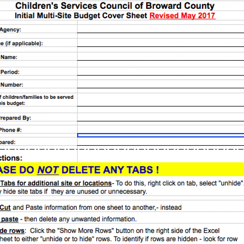 Budget Form – Multi-Site Initial